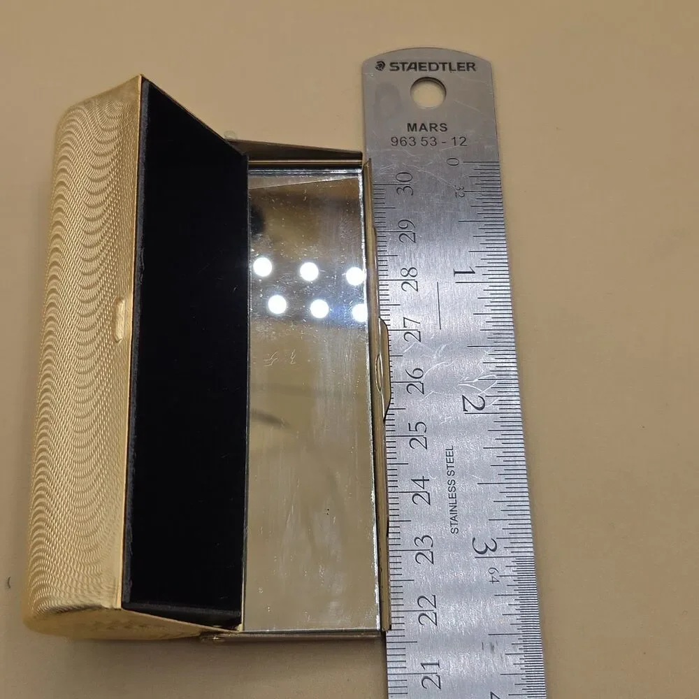 Vintage Gold Tone Lipstick Case Mirrored Interior 1980s Metal Tube Holder